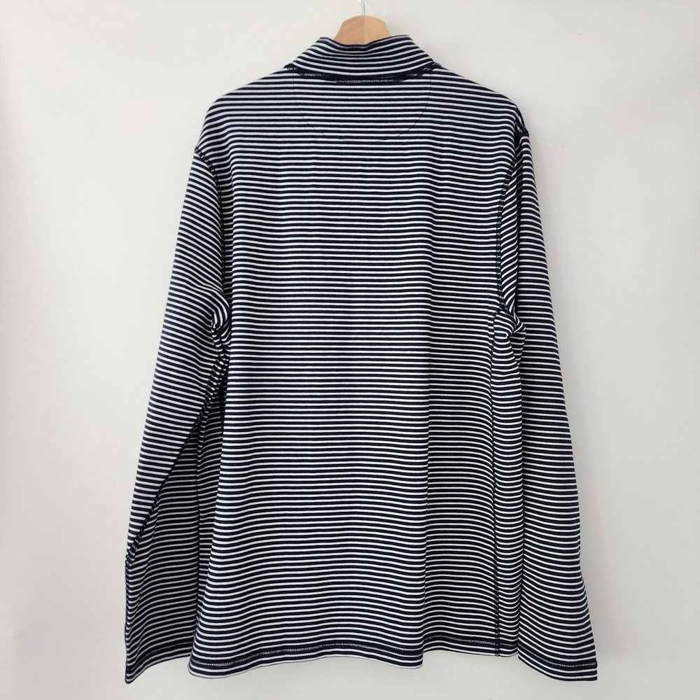 J. Crew Performance blue white stripe 1/2 zip pullover shirt mens size XL - Picture 3 of 5